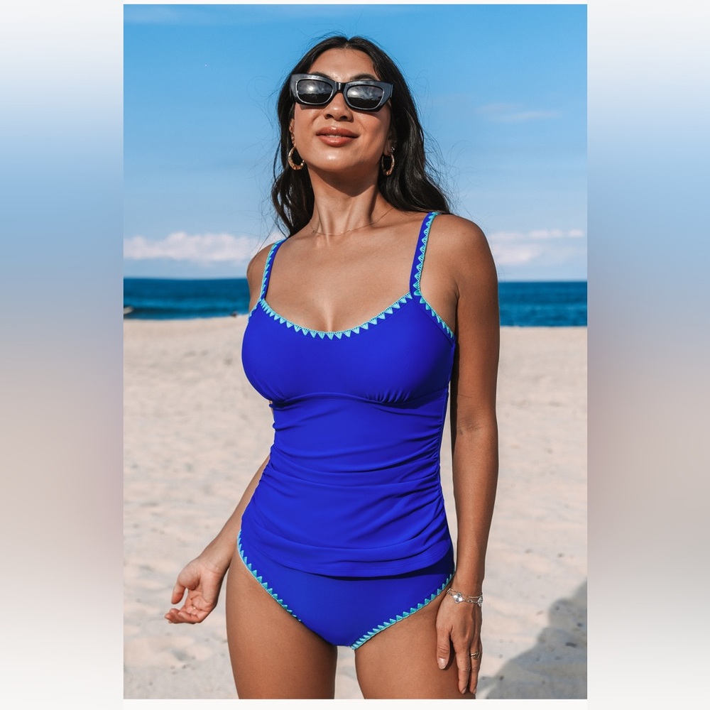 Blue Women's Swimwear Tankini- CupShe- Size Large- NWT